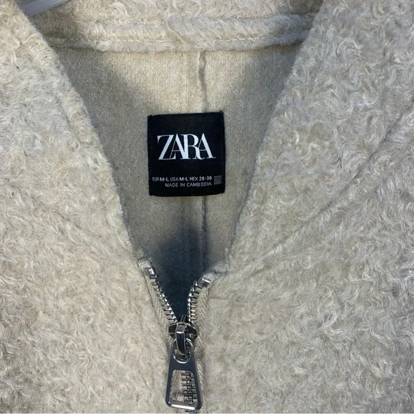Zara Boucle Oversized Bomber Jacket Zipper - Picture 9 of 13